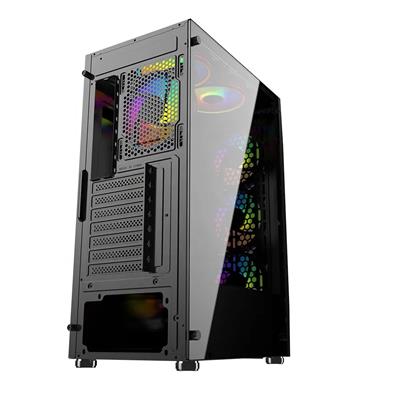 Wholesale custom large black pink white green blue gaming computer pc case mid tower atx argb strip fan quietly with drive bays