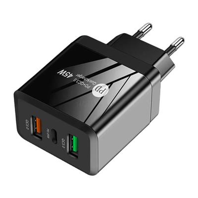 2022 High Quality Universal EU UK US 45W Plug Type-C+Dual USB Port QC3.0 Fast Charger Quick Charging for Mobile Phones