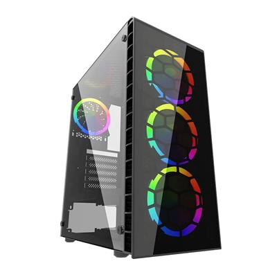 Atx Mid Tower Steel Plastic Computer Case with Glass Top in Stock Gaming Case