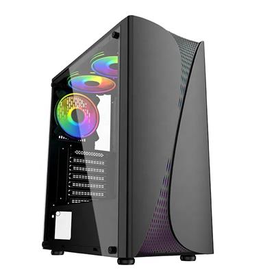 2021 Tempered Glass Atx Mid Tower Front Panel With LED Strip Computer Cases Pc Gamer Gaming