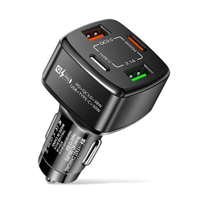 High quality QC 3.0 Fast charger 2 USB 2 Type C Car charger for all mobile phone car accessories Black